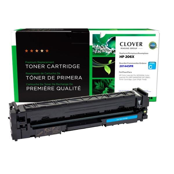 Clover Imaging Remanufactured High Yield Cyan Toner Cartridge (Reused OEM Chip) for HP 206X (W2111X)