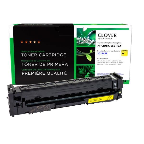 Clover Imaging Remanufactured High Yield Yellow Toner Cartridge (New Chip) for HP 206X (W2112X)