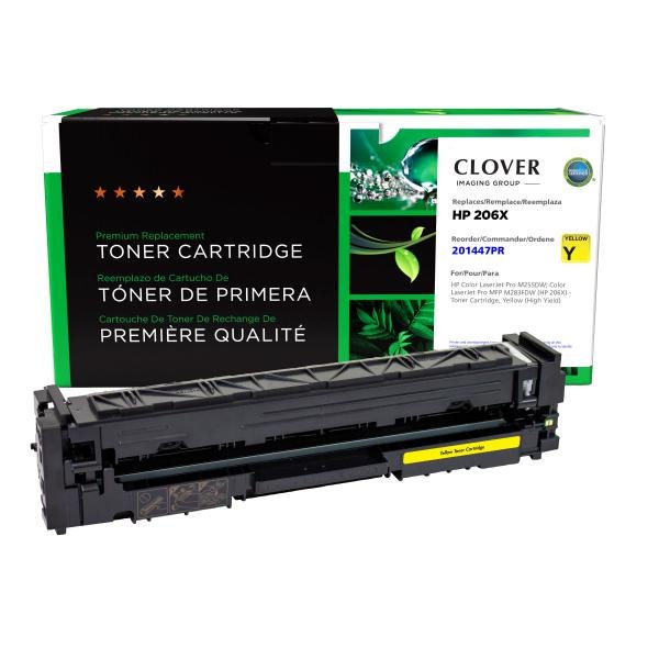 Clover Imaging Remanufactured High Yield Yellow Toner Cartridge (Reused OEM Chip) for HP 206X (W2112X)